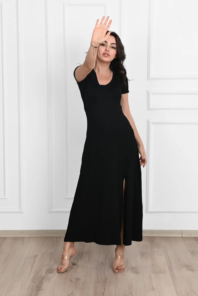 Kadın Yırtmaç Detaylı Elbise 5174-23 - 7