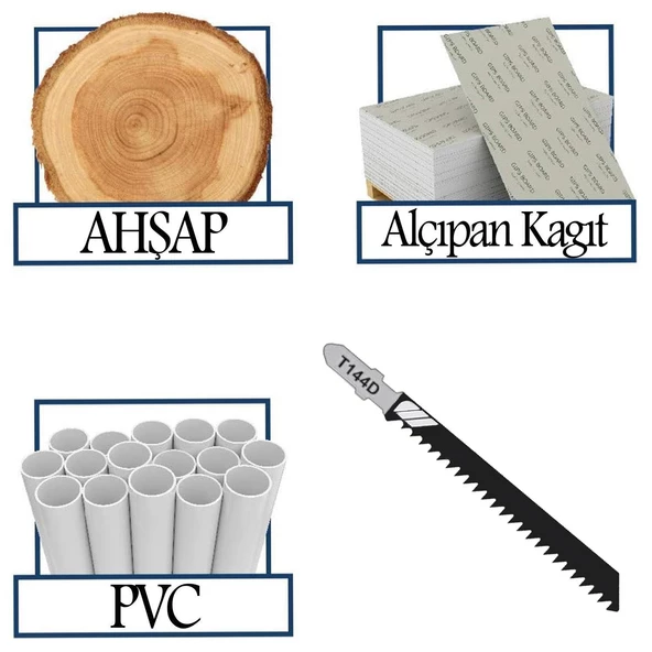 Plastik Ahşap MDF Kesim Dekupaj Testere Bıçağı Yedek 10 cm Metal Bıçak T144D Kakmacı 5 Adet Set - 5