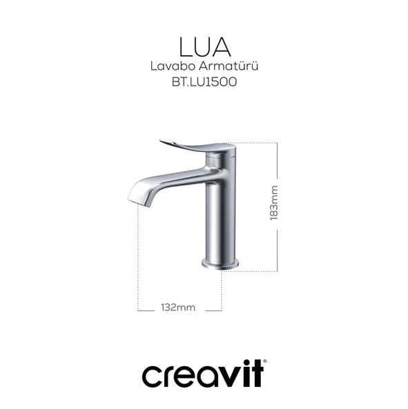 CREAVİT Lua Lavabo Bataryası Armatürü Metalik Gri LU1500GR - 3