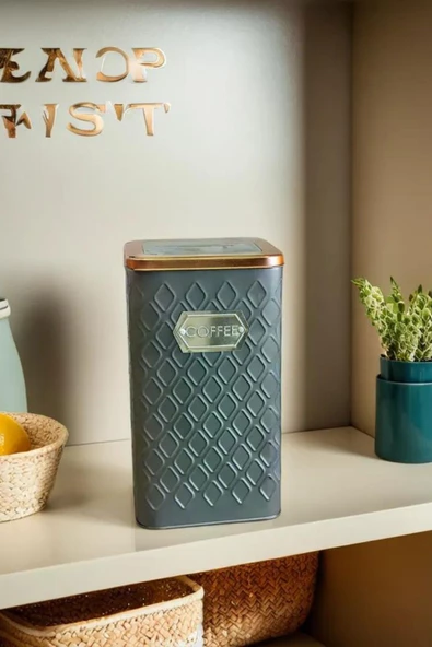 1 Adet Gofreli Gri & Rose Gold Kahve Saklama Kavanozu 3 lt - 4