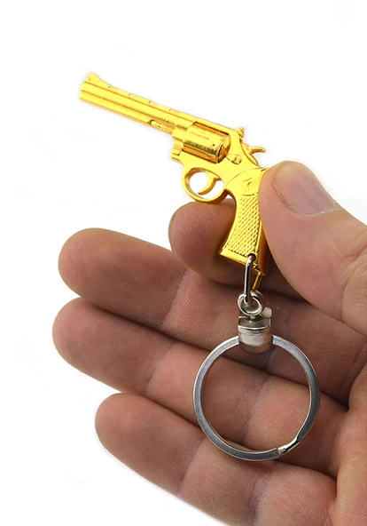 45 Lik Toplu Kovboy Tabancası Anahtarlık - Gold Görünümlü - 6