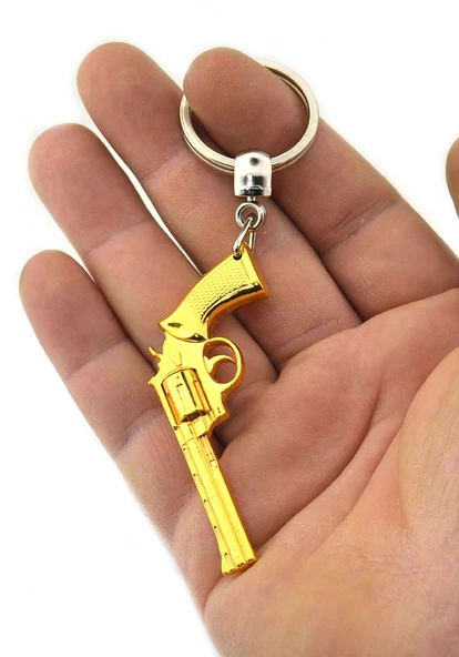 45 Lik Toplu Kovboy Tabancası Anahtarlık - Gold Görünümlü - 8