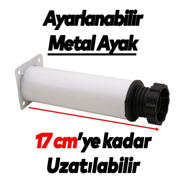 Ayarlanabilir Mobilya Kanepe Baza Koltuk Metal Destek Yükseltici Ayağı 15 cm Beyaz Ayakları 4 Adet - Resim 2