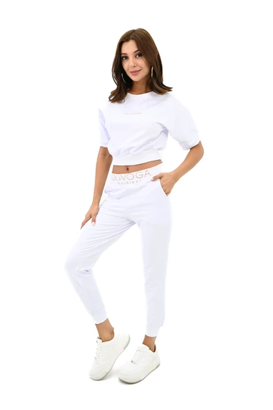 Kadın Kısa Kollu Yazı Baskılı Eşofman Takımı 3763-23 - 9