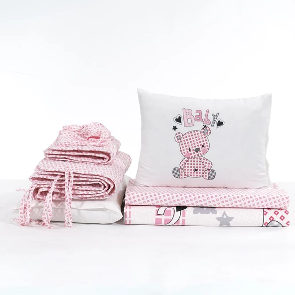 Hobby Poplin %100 Doğal Pamuk Bebek Nevresim Takımı-Buddy Pembe - 3