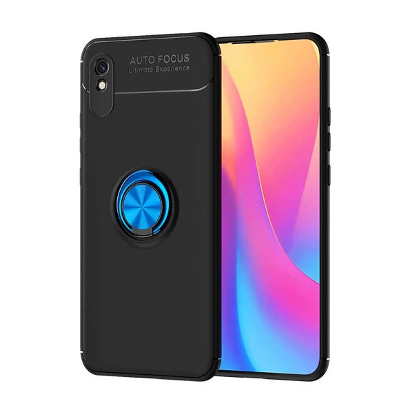 Xiaomi Redmi 9A Kılıf Yüzüklü Standlı Manyetikli Silikon Kılıf - 5