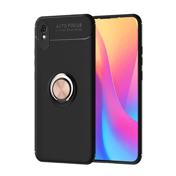 Xiaomi Redmi 9A Kılıf Yüzüklü Standlı Manyetikli Silikon Kılıf - 2