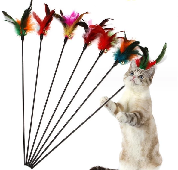 Çıngıraklı Tüylü Kedi Oyun Çubuğu - 3