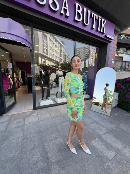 DESENLİ TÜL MİNİ BLUZ - 3