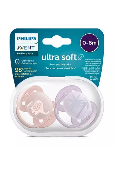 Philips Avent Ultra Soft Yumuşak 2li Emzik 0-6 Ay - Kız Scf091/09