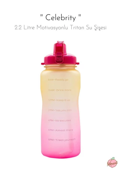 Fitmart Celebrty - 2.2 Litre Motivasyonlu Tritan Su Şişesi - Bpa Içermez