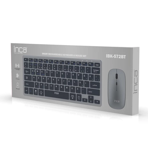 Inca IBK-572BT 2.4G Rechargeable SmartTv Bluetooth Kablosuz Klavye Mouse Set - 9