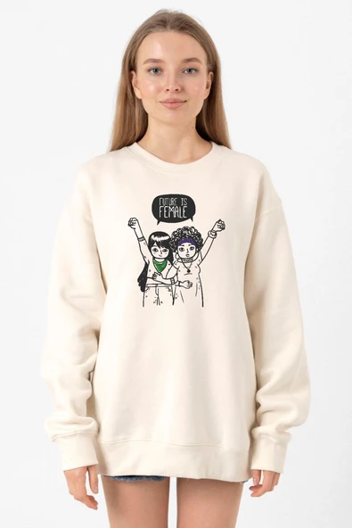 Future is Female Ekru Kadın 2ip Sweatshirt ürün görseli