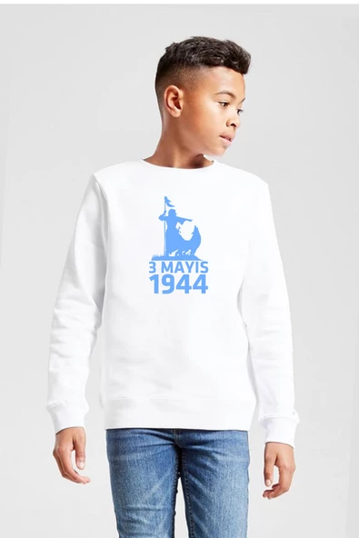 3 Mayıs Türkçülük Günü Beyaz Çocuk 2ip Sweatshirt