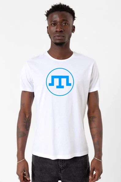 Kırım Tatar Tamga Beyaz Erkek Bisikletyaka Tshirt