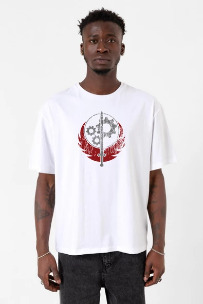 Fallout Worn Appalachian Brotherhood Beyaz Erkek Oversize Tshirt