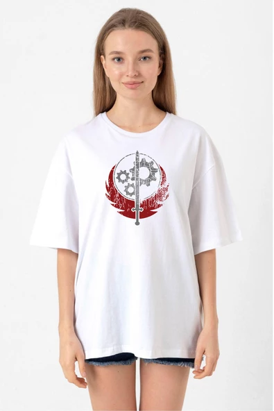 Fallout Worn Appalachian Brotherhood Beyaz Kadın Oversize Tshirt