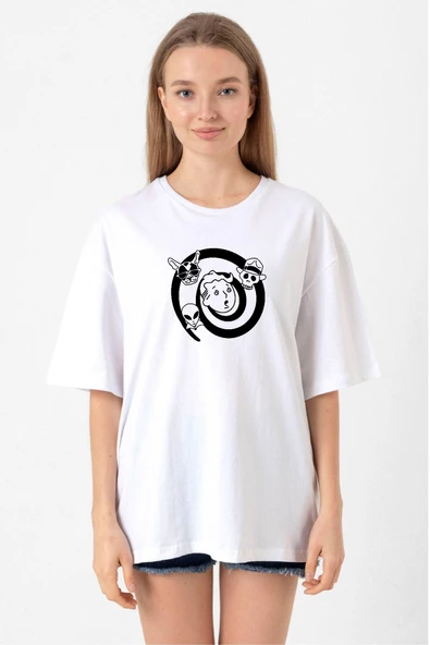 Fallout Wild Wasteland Beyaz Kadın Oversize Tshirt ürün görseli 1