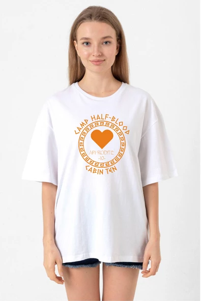 Camp Half Blood Aphrodite Beyaz Kadın Oversize Tshirt