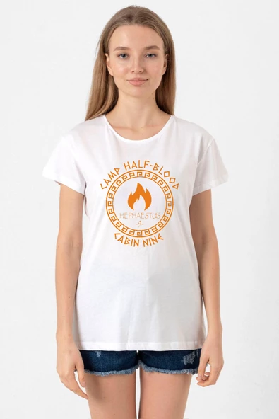 Camp Half Blood Hephaestus Beyaz Kadın Bisikletyaka Tshirt ürün görseli 1