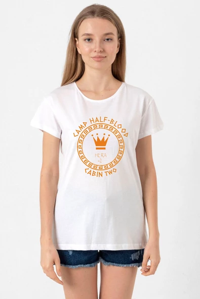 Camp Half Blood Hera Beyaz Kadın Bisikletyaka Tshirt ürün görseli 1
