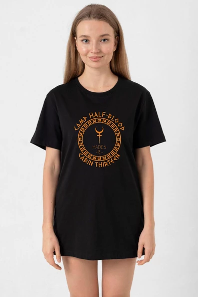 Camp Half Blood Hades Siyah Kadın Oversize Tshirt ürün görseli 1