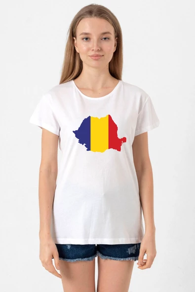 Euro 24 Romania Beyaz Kadın Bisikletyaka Tshirt ürün görseli 1