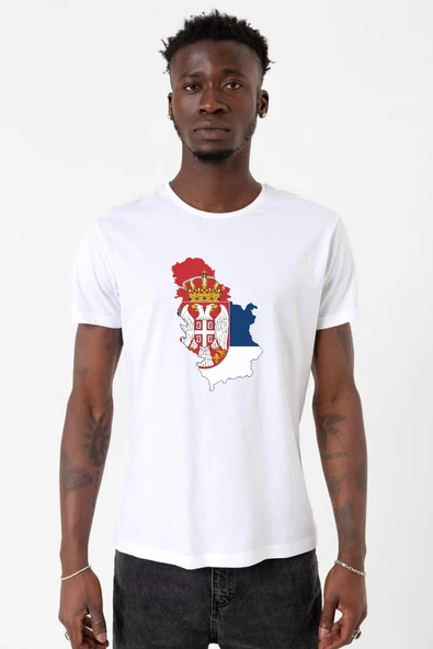 Euro 24 Serbia Beyaz Erkek Bisikletyaka Tshirt ürün görseli