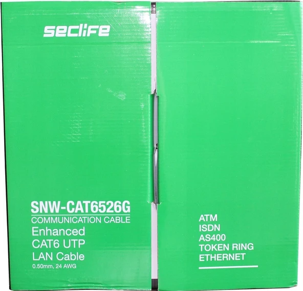 Seclife SNW-C6526G 24AWG UTP 305m Saf Bakır Cat6 Kablo