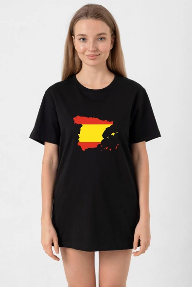 Euro 24 Spain Siyah Kadın Oversize Tshirt ürün görseli 1