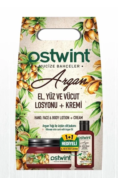 Ostwint Argan El,Yüz,Vücut Kremi 300 ml & Losyon 100 ml Hediyeli