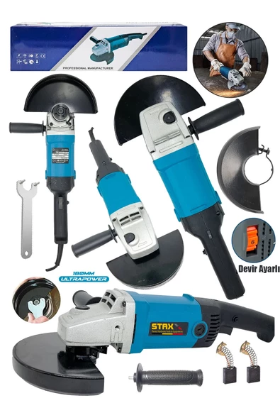 Staxx 3500 W 180 mm Büyük Boy Devir Ayarlı Taşlama Makinesi Metal Kesme Spiral Jet Taşı - 2