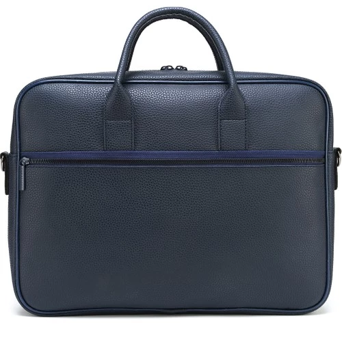 Cambridge Polo Club Suni Deri Evrak Çantası Lacivert PLEVR50092-L - Resim 3