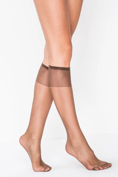 6'lı Eko PAKET -  PENTİ FIT 15 Pantolon Çorabı Dizaltı Çorap Kestane Rengi ürün görseli