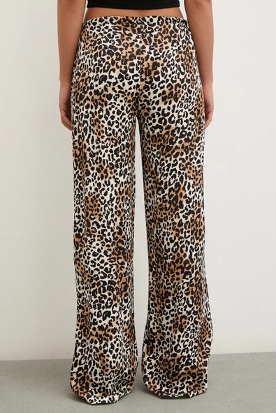 Leopar Saten Pantolon Siyah - Resim 6