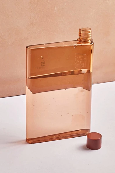 A5 Bottle Motivasyon Su Matarası Şeffaf Orange Notebook Taşınabilir Sporcu Suluk Su Şişesi 350ml - 2