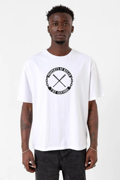 The Walking Dead Property Of Negan Beyaz Erkek Oversize Tshirt