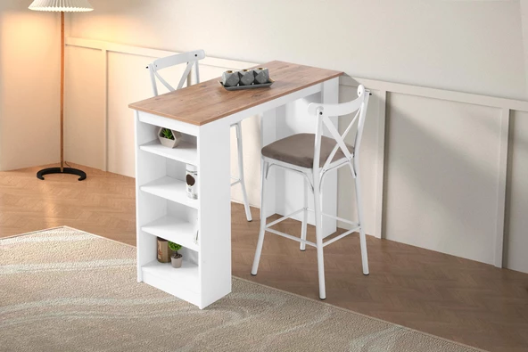 Vista Eylül Bar Raflı Mutfak Masa Takımı 50x120 - 7