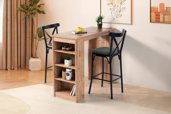 Vista Eylül Bar Raflı Mutfak Masa Takımı 50x120 - 11