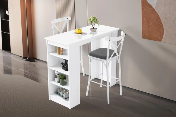 Vista Eylül Bar Raflı Mutfak Masa Takımı 50x120 - 2