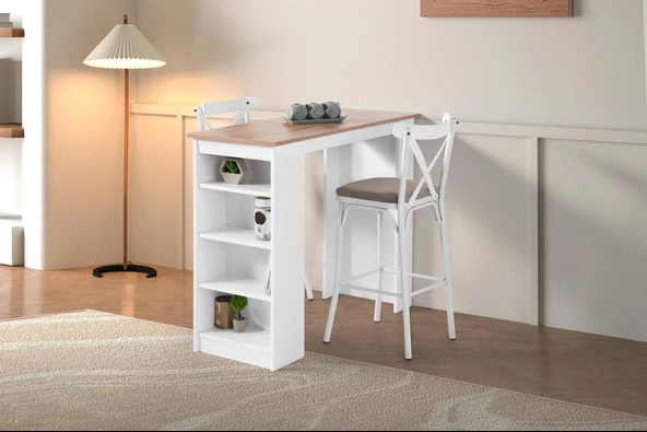 Vista Eylül Bar Raflı Mutfak Masa Takımı 50x120 - 6