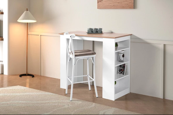 Vista Eylül Bar Raflı Mutfak Masa Takımı 50x120 - 8