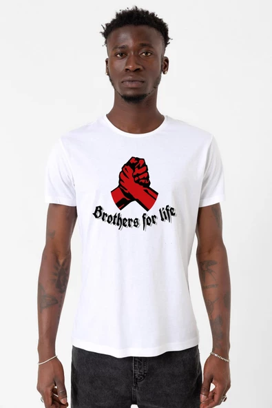 Brothers For Life Beyaz Erkek Bisikletyaka Tshirt ürün görseli