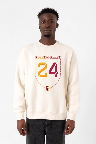 24 Şampiyonluk Ekru Erkek 2ip Sweatshirt