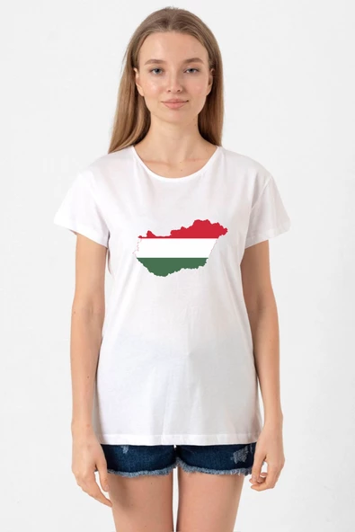 Euro 24 Hungary Beyaz Kadın Bisikletyaka Tshirt