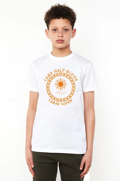 Camp Half Blood Apollo Beyaz Çocuk Bisikletyaka Tshirt