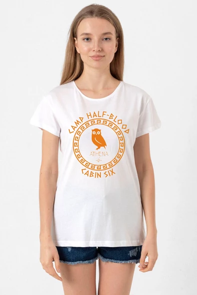 Camp Half Blood Athena Beyaz Kadın Bisikletyaka Tshirt