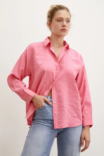 Basic Modal Gömlek Pembe - Resim 6