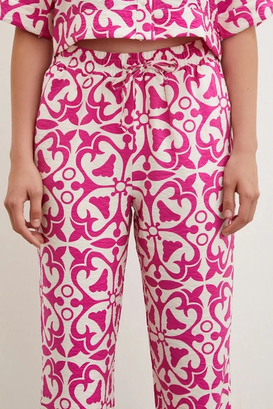 Beli Lastikli Boru Paça Pantolon Fuşya - 6