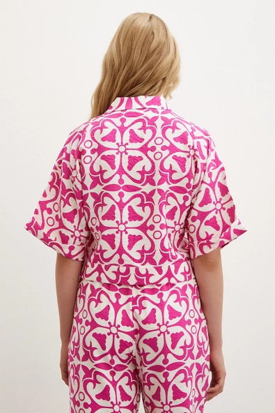 Beli Lastikli Boru Paça Pantolon Fuşya - 5